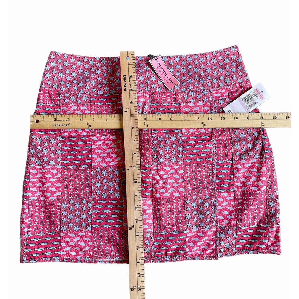 $125 VINEYARD VINES SKIRT 6 PATCHWORK STARFISH ANCHORS FISH PINK BLUE PI…